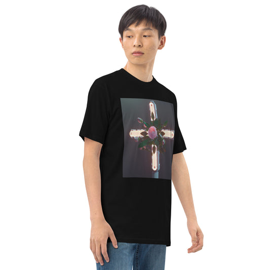 3D Rose Cross- Men’s premium heavyweight tee